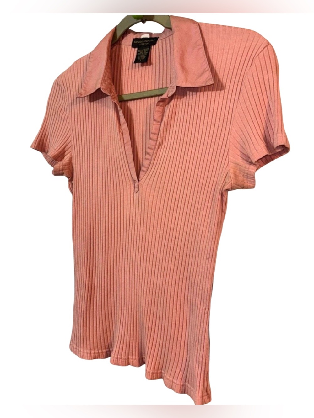Banana Republic Dusty Pink Ribbed Short Sleeve Top
